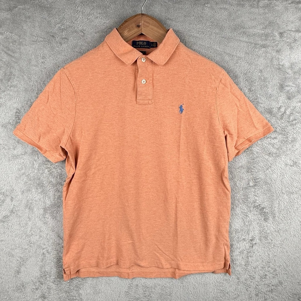 Polo Ralph‎ Lauren Polo Shirt Mens L Classic Fit Orange S/S Preppy Pony Logo